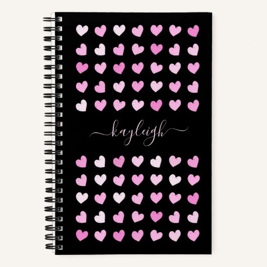 Roze Hartjes Patroon Notitieboek (Voorkant)