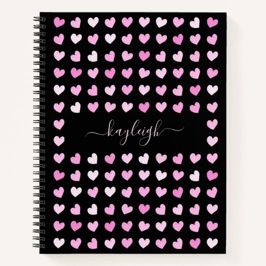 Roze Hartjes Patroon Notitieboek (Voorkant)