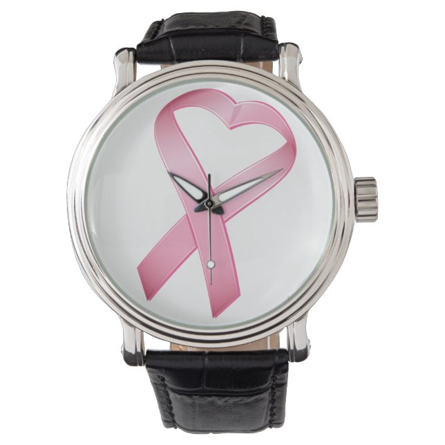 Roze hartkanker lint horloge (Voorkant)