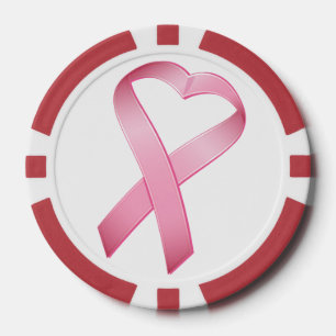 Roze hartkanker lint pokerchips