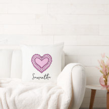 Roze hartkussen, aangepaste naam kussen, sofa