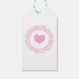 Roze hartmotief cadeaulabel