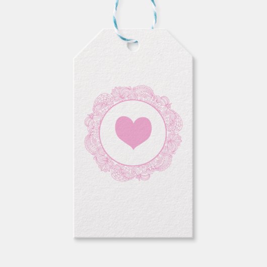 Roze hartmotief cadeaulabel (Voorkant)