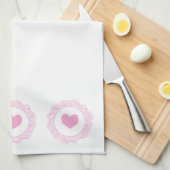 Roze hartmotief theedoek (Quarter Fold)