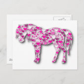 Roze - hartpaard briefkaart (Voorkant / Achterkant)