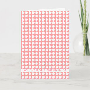 Roze Hartpatroon Je hebt een Vriend Vriendschap Feestdagen Kaart