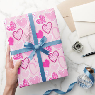 Roze Hartpatroon Mooie Romantische  Cadeaupapier