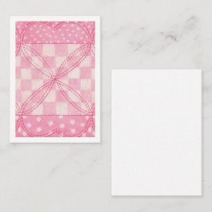 ROZE HARTQUILT 3.5x2.5 Vlakke Kaart/Verticaal Notitiekaartje