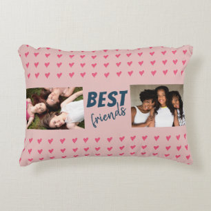 Roze hartritme Patroon Beste vrienden 2 Foto Accent Kussen