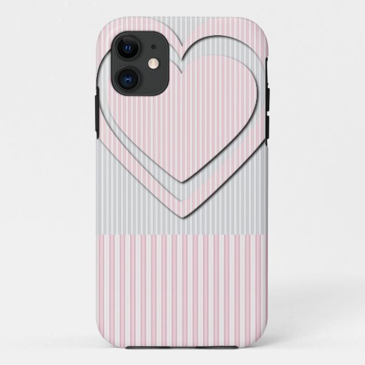 Roze hartritmepatroonstriped #1 - iPhone Case (Achterkant)