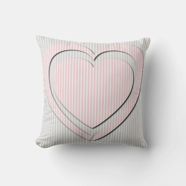 Roze hartritmepatroonstrips kussen (Voorkant)