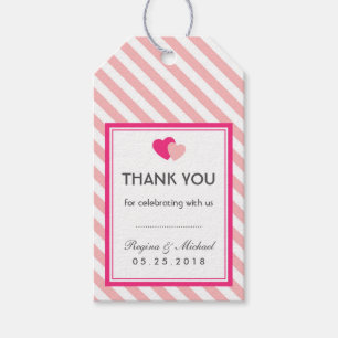 Roze hartritmestaffels voor het Label met cadeaus Cadeaulabel