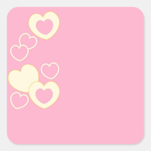 Roze hartslag Eyelet Background Square Sticker (Voorkant)