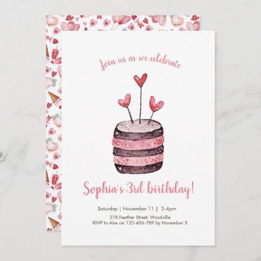 Roze hartslag uitnodiging tot het roze maken (Voorkant / Achterkant)