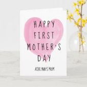 Roze hartstilstand 1ste Moederdag Kaart (Gele Bloem)