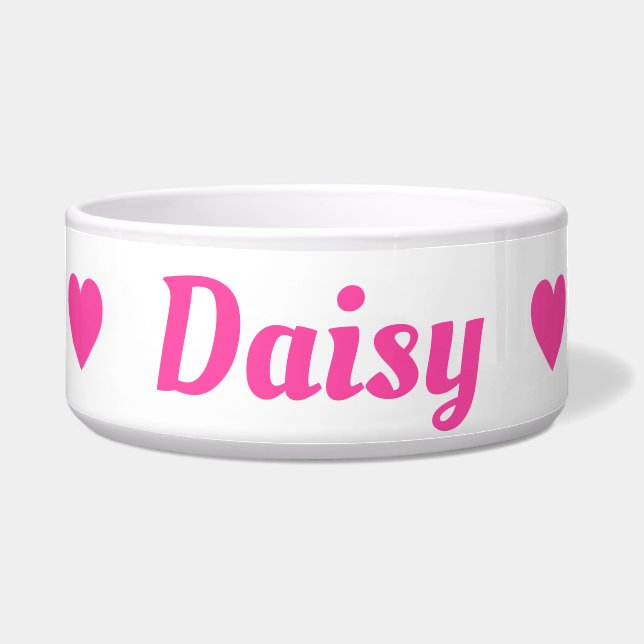 Roze hartstip Naam Voerbakje (Voorkant)