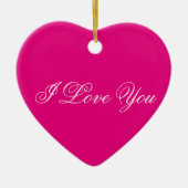 Roze hartversiering - Ik hou van je Keramisch Ornament (Voorkant)