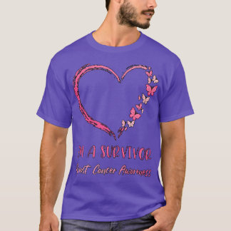 Roze hartvlinder Ik ben een overlevende borstkanke T-shirt