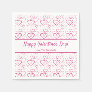 Roze hartvormen patroon & tekst - Valentijnsdag Servet