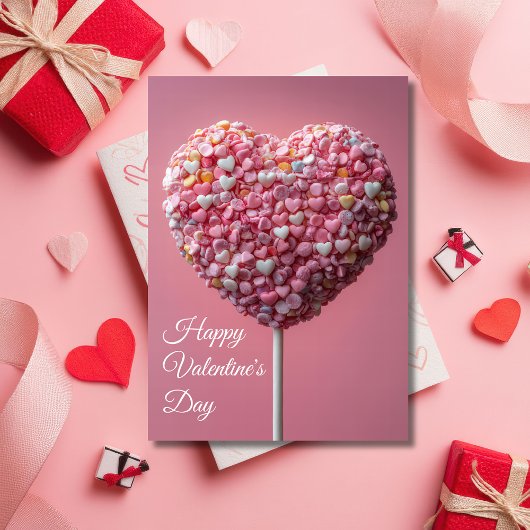 Roze Hartvormige Cakepop Valentijns's Groet Kaart