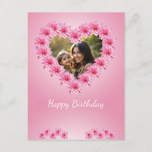 Roze hartvormige dahlia-bloemen, aangepaste foto briefkaart