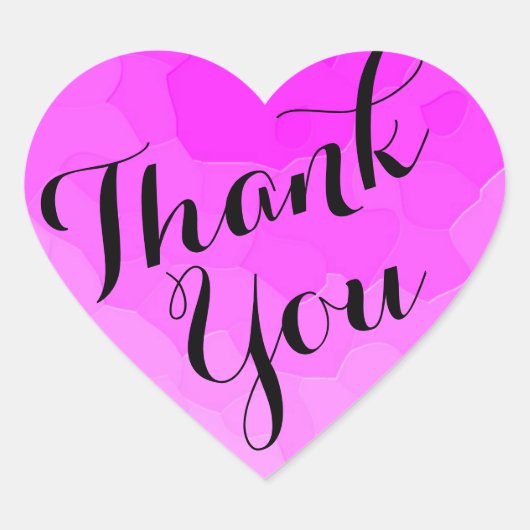 Roze hartvormige feestgunst Dank u Stickers (Voorkant)