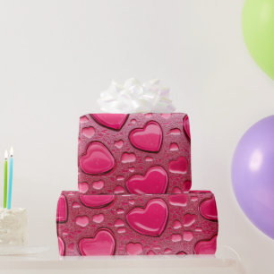  roze hartvormige waterdruppels cadeauverpakking cadeaupapier