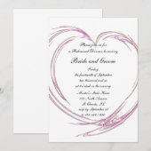 Roze hartweddenrepetitie Dinner Kaart (Voorkant / Achterkant)