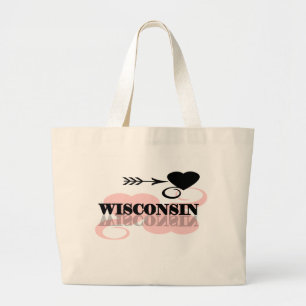 Roze hartwisconsin grote tote bag
