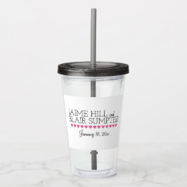 Roze hartwonden Logo Acryltumbler met stro Acryl Drinkbeker