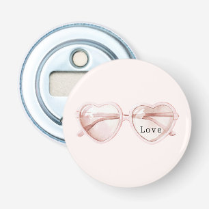 Roze hartzonnebril Liefde Button Flesopener