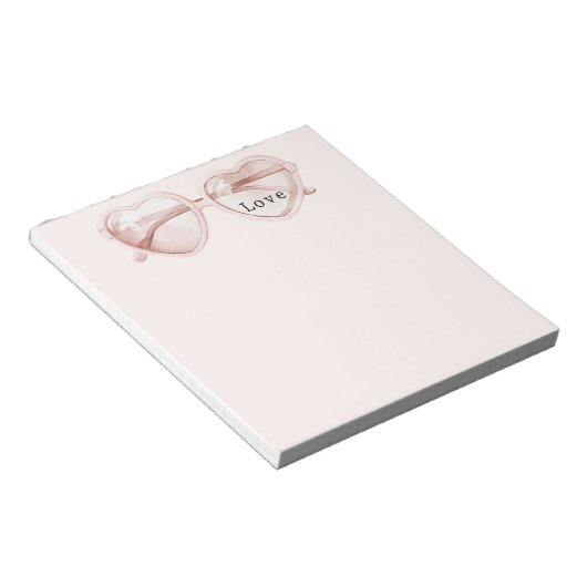 Roze hartzonnebril Liefde Notitieblok (Schuin)