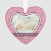 Roze hartzwijn Baby eerste kerst Ornament (voorkant)