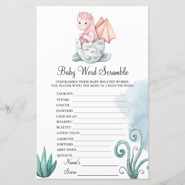 Roze Hatching Dragon Baby Scramble Baby spel (Voorkant)