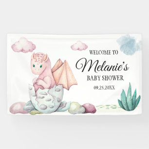 Roze Hatching Dragon Roze Wolken Achtergrond Spandoek