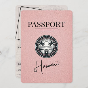 Roze Hawaii paspoort Bewaar de datum Save The Date