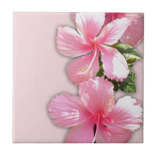 Roze Hawaiian Hibiscus Flowers Tile Tegeltje