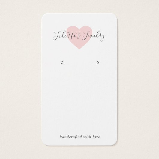 Roze Heart Cute Custom Earling Holger Card Visitekaartje (Voorkant)