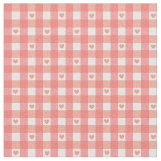Roze Heart Gingham Stof