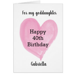 Roze Heart Happy 40th Birthday Goddochter
