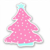 Roze Hedendaagse Kerstboom Sticker (Voorkant)
