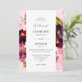 Roze Heet & Blush Roze & Paarse Bruiloft V3- Roze Kaart (Staand voorkant)