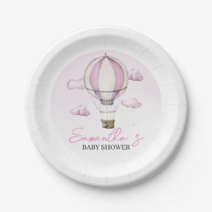 Roze Heet Luchtballon Baby Shower Papieren Bord