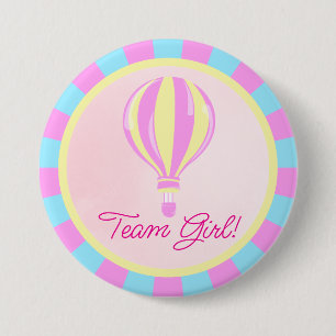 Roze Heet Luchtballon Geslacht Reveal Team Meisje Ronde Button 7,6 Cm