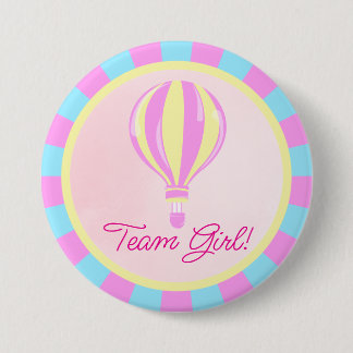 Roze Heet Luchtballon Geslacht Reveal Team Meisje Ronde Button 7,6 Cm