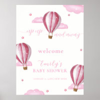 Roze Heet Luchtballon Meisje Baby Shower Welkom