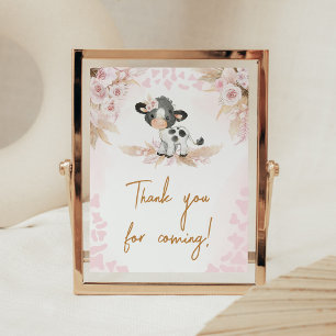 Roze Heilige Koe Baby shower Dank u voor het komen Poster