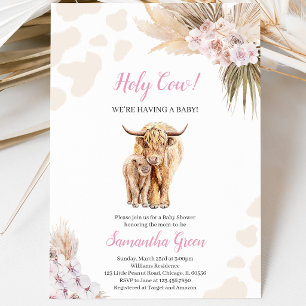 Roze Heilige Koe Uitnodiging voor Baby Shower