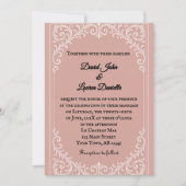 Roze Heirloom foto bruiloft uitnodiging (Voorkant)