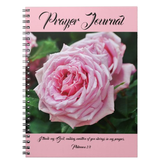 Roze Heirloom Roos Prayer Journal Notitieboek (Voorkant)